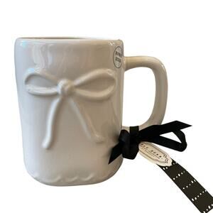 Rae Dunn White Bow Ceramic Coffee Mug Tea Cup NO VALIDATION NEEDED New
